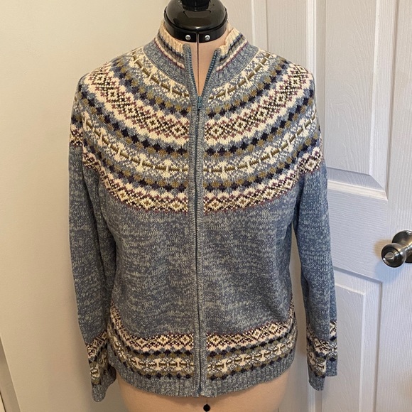 Ladies  Blue Patterned Sweater - Picture 1 of 5